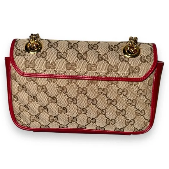 Authentic GUCCI GG Canvas Marmont Flap crossbody convertible bag